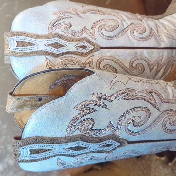 BOULET #2083 metallic leather cowgirl western boots square toe sz 6.5 like new - Picture 11 of 16